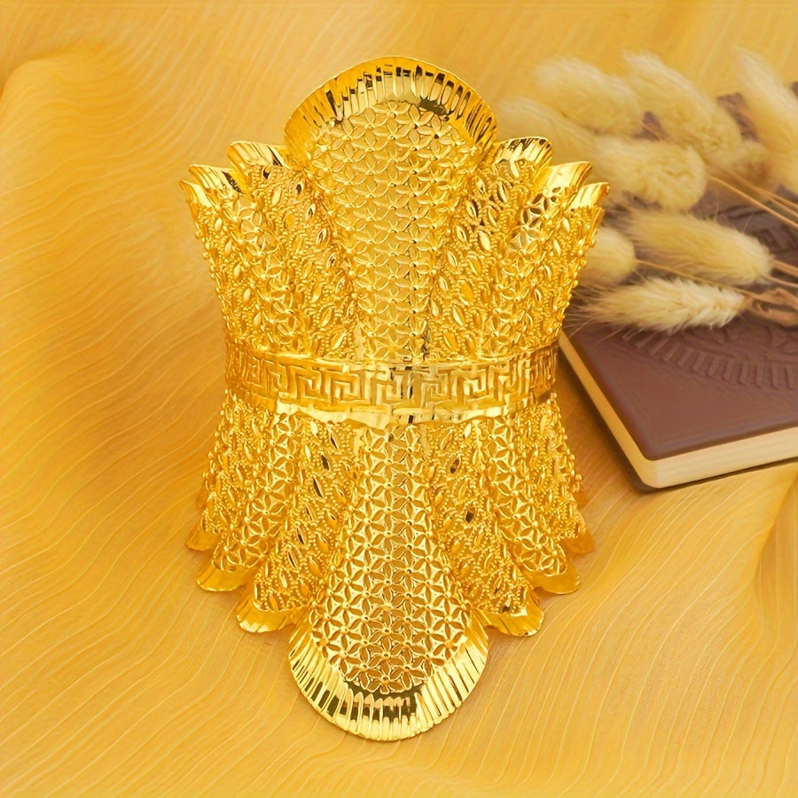 Set of 2 Gold Plated Copper Cuff Bracelets with Rings for Women Boho Chic Jewelry for Weddings Parties Gifts