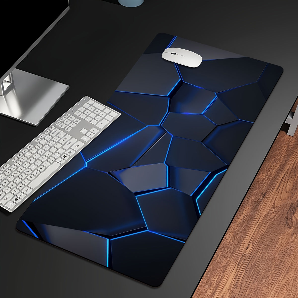 Geometric Gaming Mouse Pad Waterproof Non-Slip Polyester Desk Mat for Gamers and Office