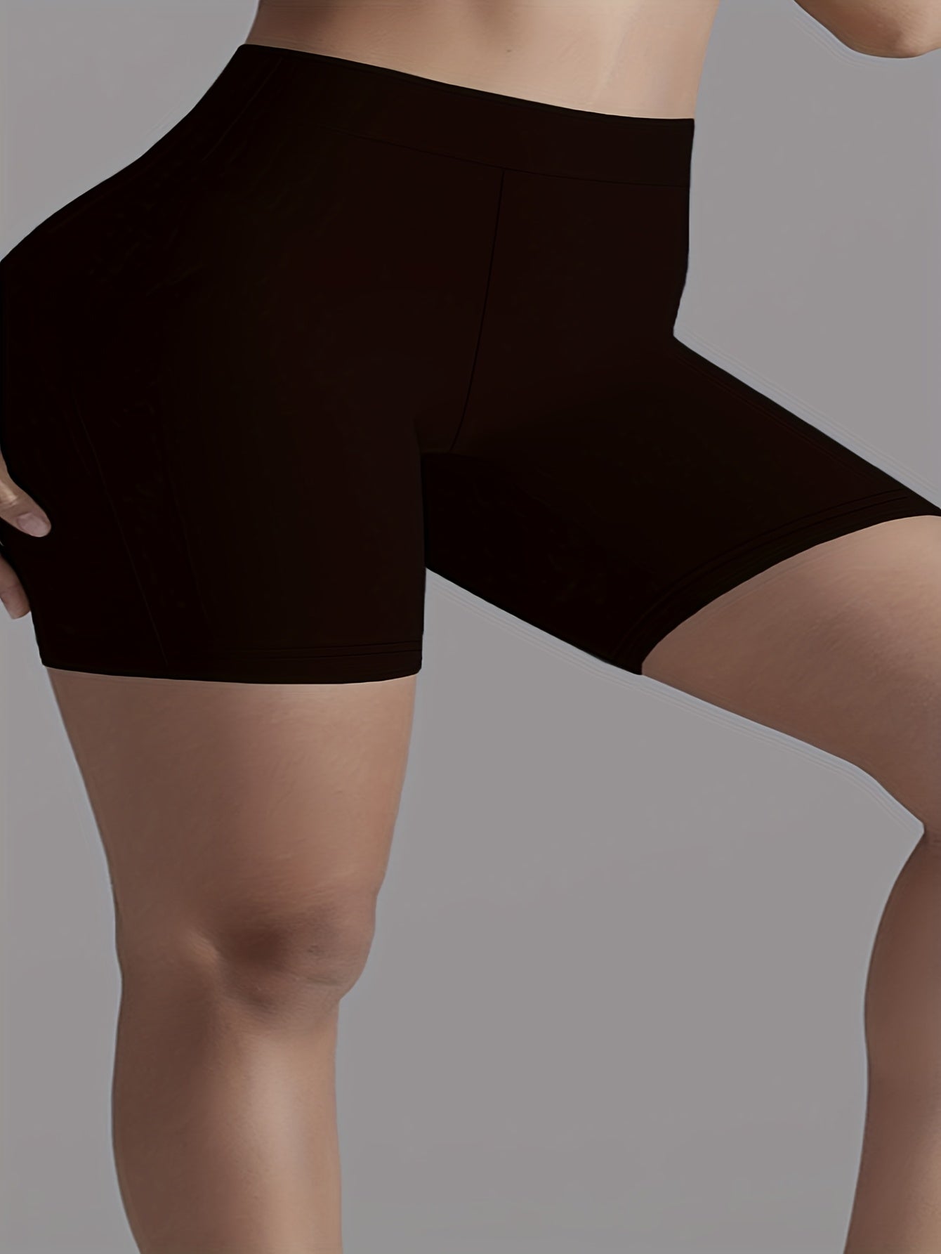 Plus Size Women Capri Leggings Solid Color Stretchy Casual Wear