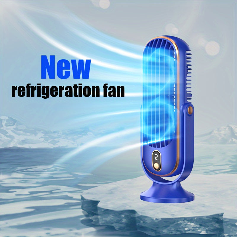 Portable USB Desktop Fan Dual Blade 5-Speed Adjustable 360° Rotation for Home Office Travel