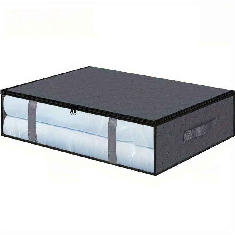 Caja de almacenamiento plegable para debajo de la cama, lavable, de tela no tejida para ropa, edredones, mantas, gris, negro, 1 pieza