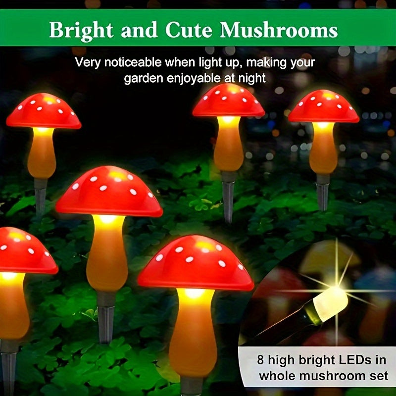 8/12pcs Solar Mushroom Pathway Lights ABS Material 8 Lighting Modes Infrared Sensor Outdoor Garden Yard