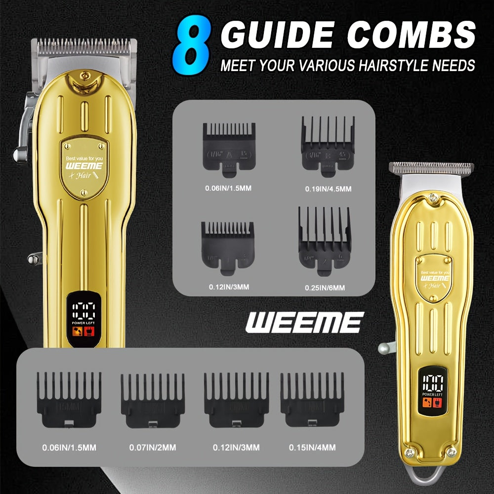 2pcs Electric Hair Clipper Kit for Men Cordless Rechargeable Trimmer