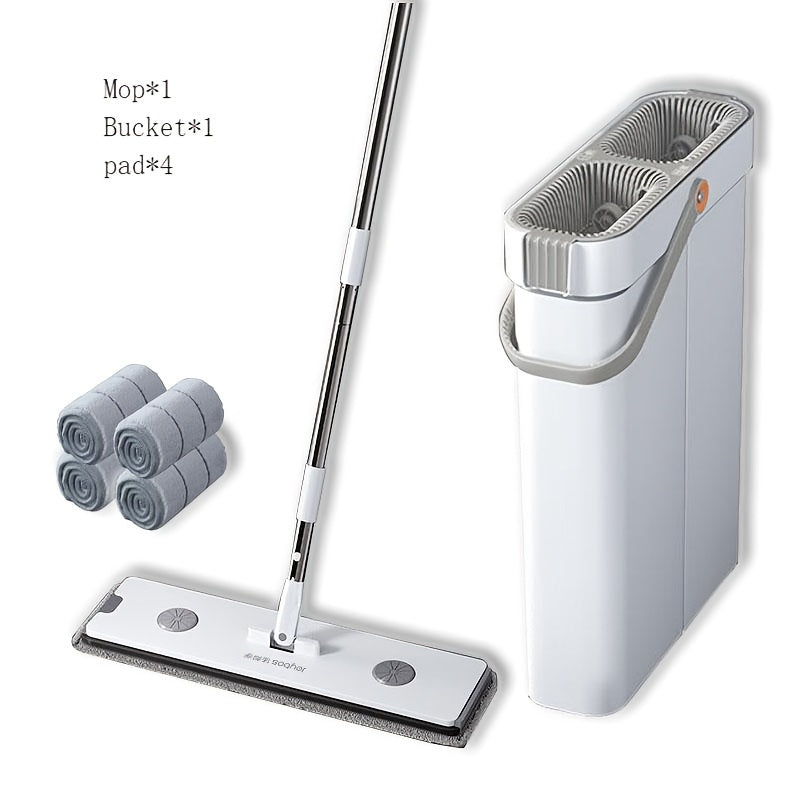 Avtomobil va shisha tozalash uchun aylanadigan boshli uzun pole mop va kova to'plami