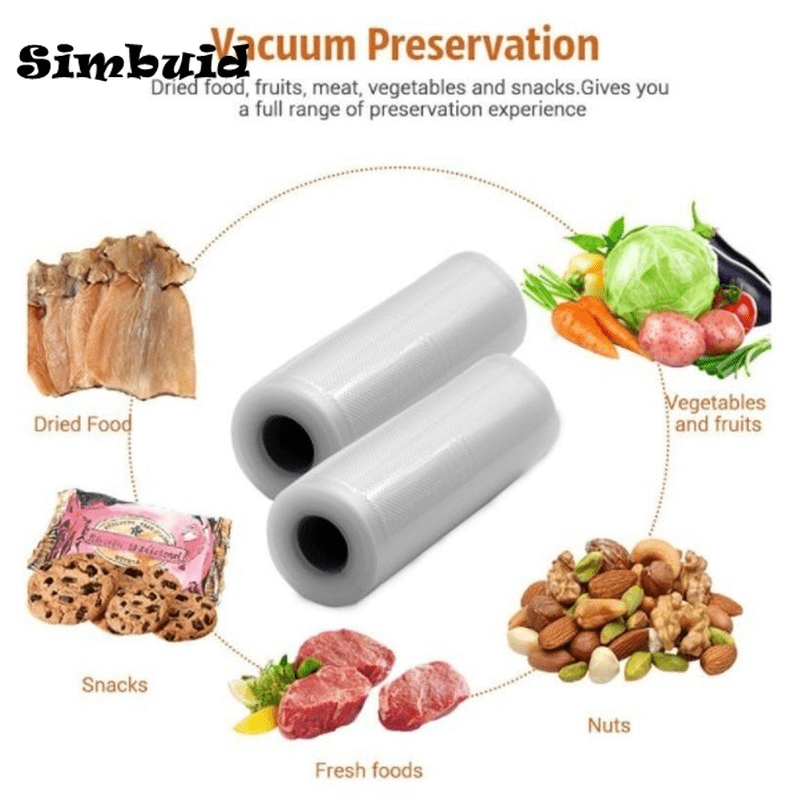 5 Rolls of 3m Food Grade Vacuum Sealer Bags with Textured Design for Freshness