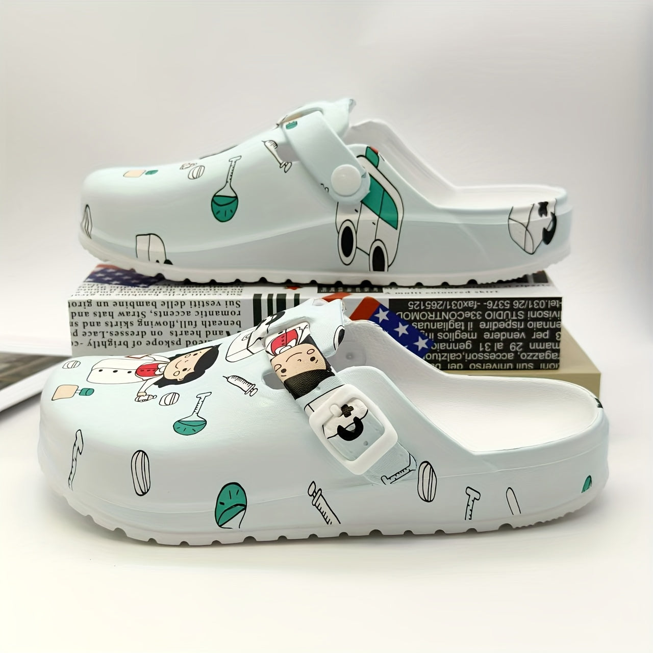 Women's EVA Nurse Clogs Slip-On Non-Slip Cartoon Fashion Comfortable Work Shoes