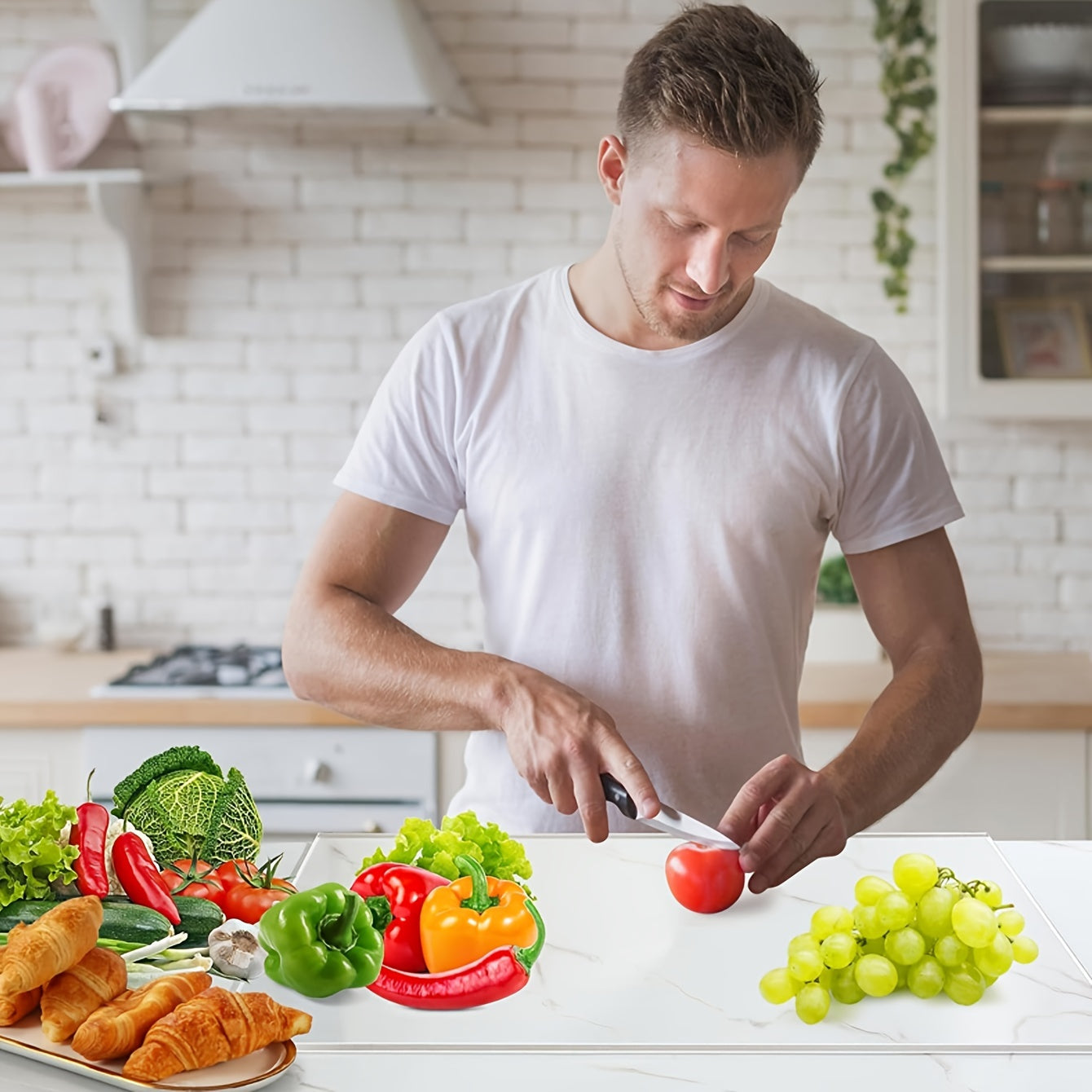 Square Acrylic Cutting Board with Lip for Kitchen Prep and Gifts