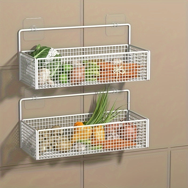 Wall-Mounted Cast Iron Kitchen Storage Rack for Spices Herbs and Condiments