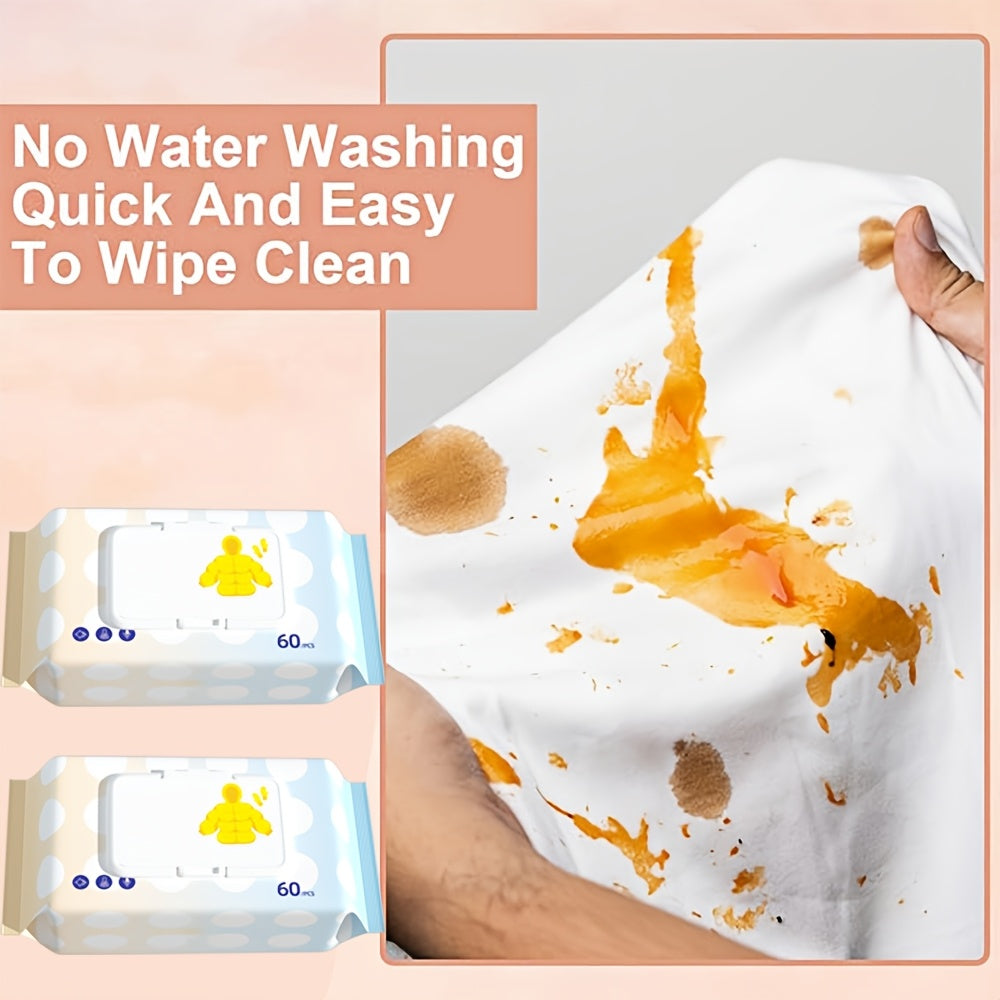 2-Pack Non-Woven Clothing Cleaning Wipes 120 Sheets Dye-Free Garment Care