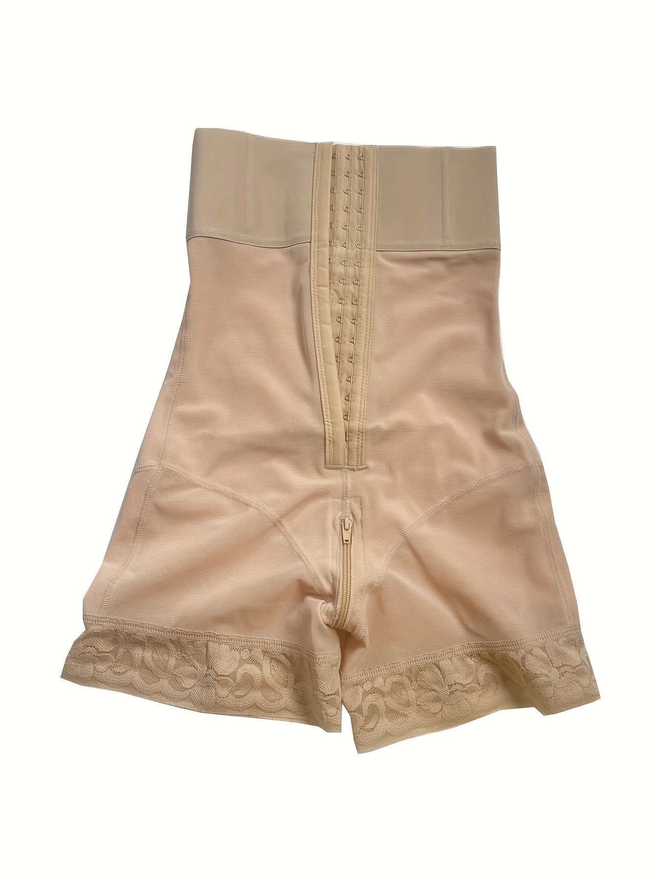 High Waist Lace Trim Butt Lifting Tummy Control Shorts with Foot Drop Shapewear