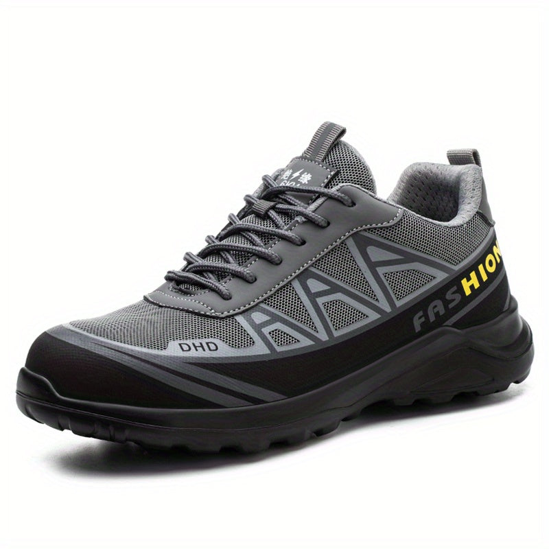 Men's Breathable Non-Slip Steel Toe Work Shoes Puncture Proof Fabric Rubber