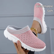 Women's Knitted Slip-On Sneakers with Cushioned MD Sole, Lavender White