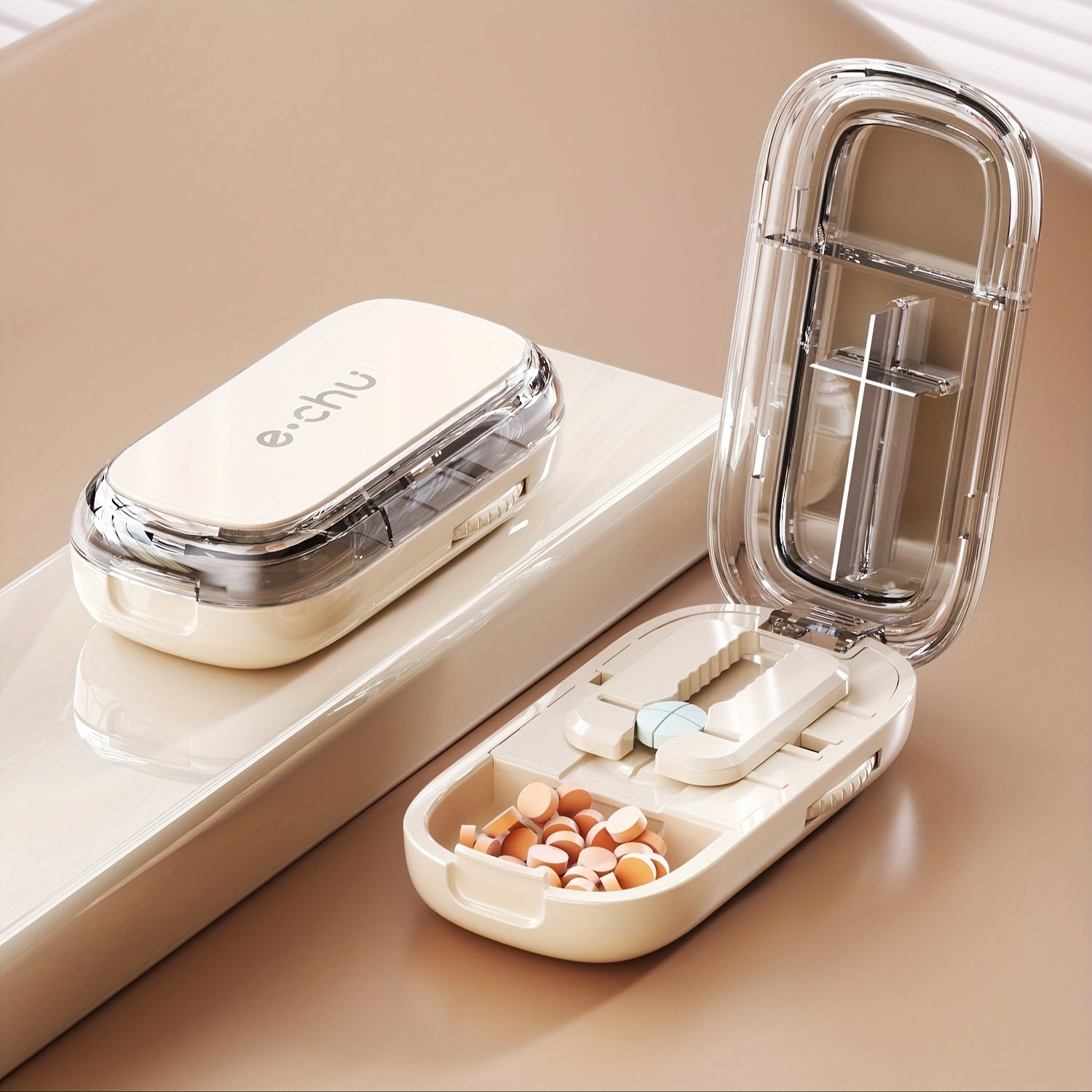 Portable Pill Cutter and Divider for Tablets, Plastic and Stainless Steel
