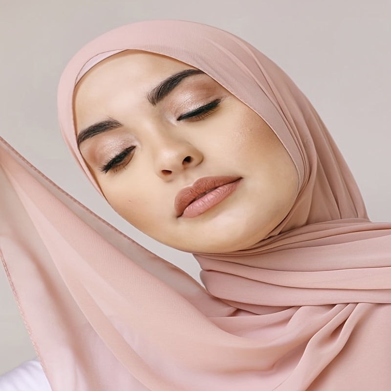 Ayollarning nafas oladigan chiffon hijabi, toza marjon bezaklari, Ramazon uchun qulay
