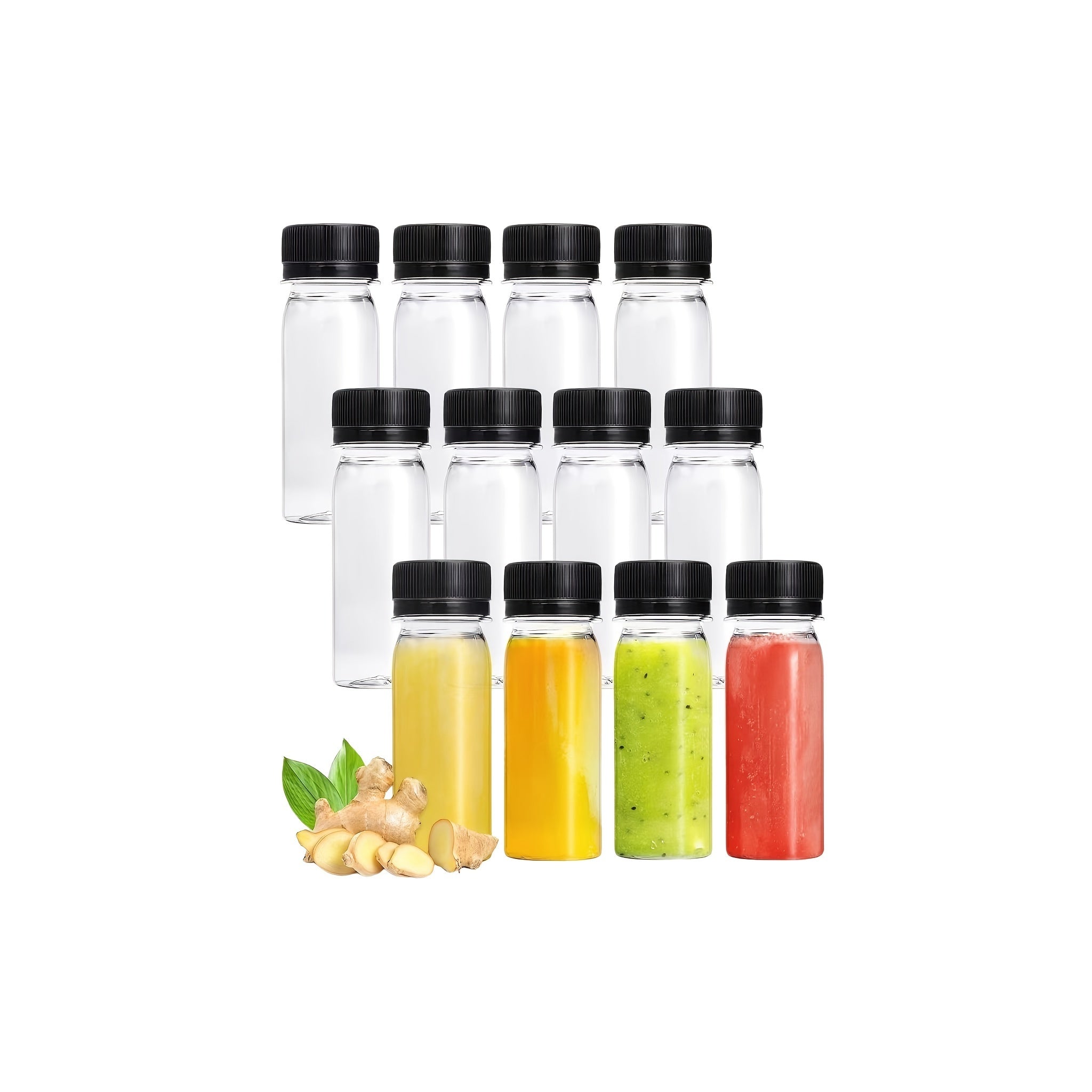 Leakproof 2oz Mini Shot Bottles with Screw Caps Food-Grade Plastic BPA-Free Freezer Safe