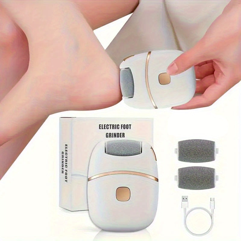 Electric Foot Grinder with 2 Interchangeable Heads Rechargeable USB Portable Spa Tool