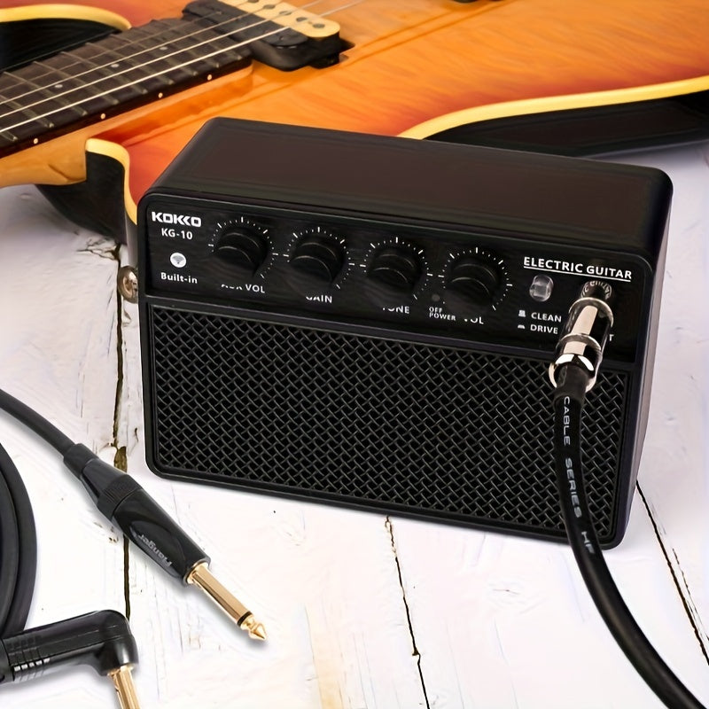 Portable Electric Guitar Amplifier with USB-C Rechargeable Battery Dual Speakers Black