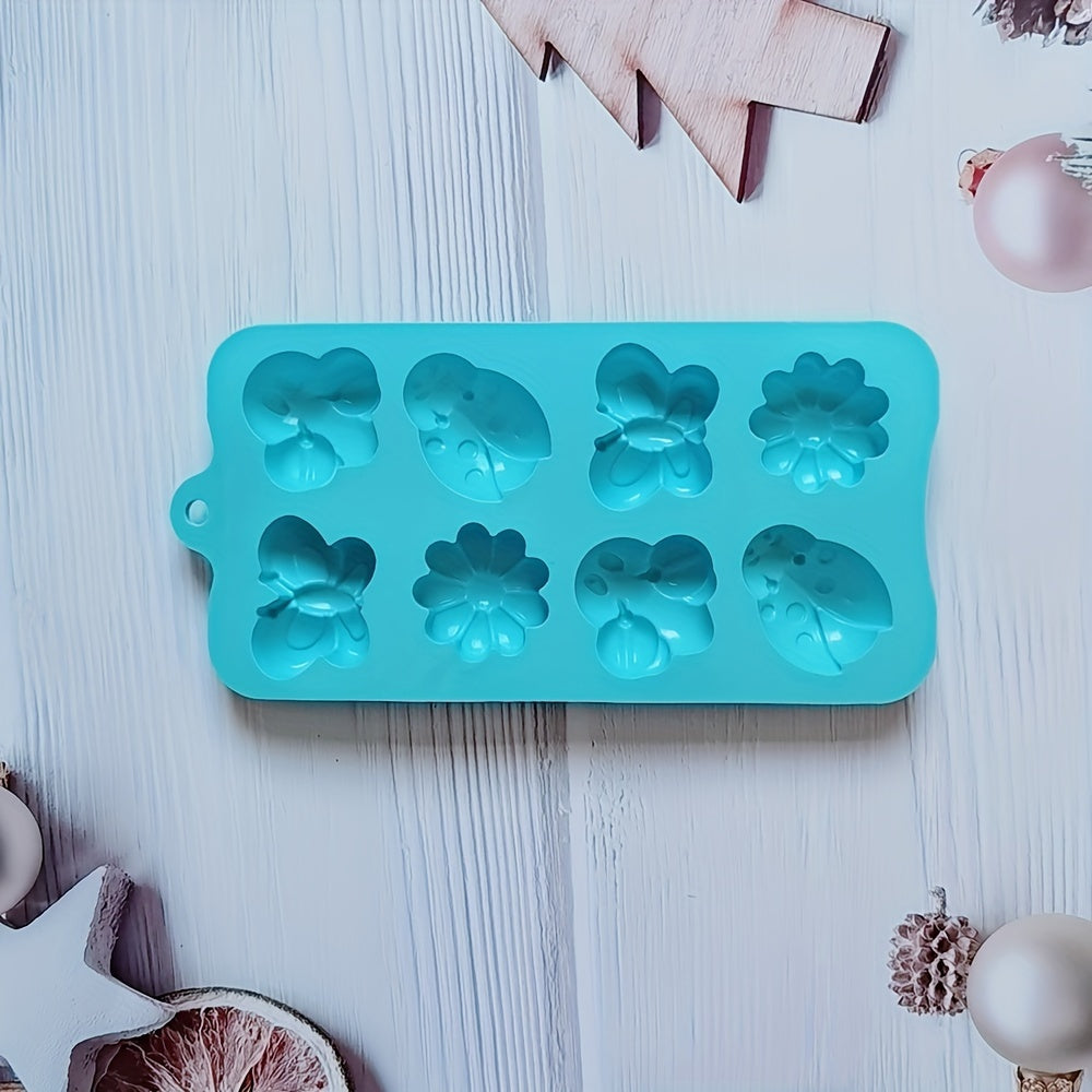 Silicone Mold 8 Cavities Butterfly and Insect Shapes for Cake Decoration and Candy Making