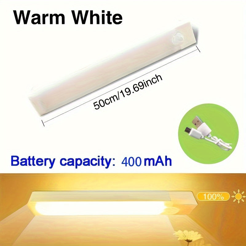 White Motion Sensor LED Light USB Rechargeable Magnetic for Kitchen Wardrobe Bedroom