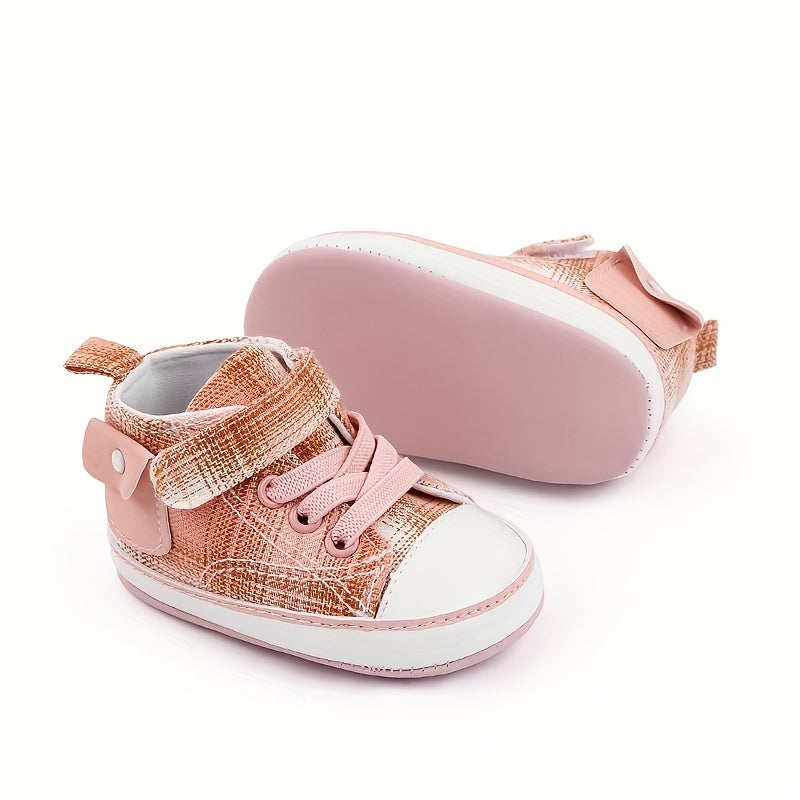 Infant Canvas Shoes with Star Design Non-Slip Lightweight Fabric Toddler Crib Shoes