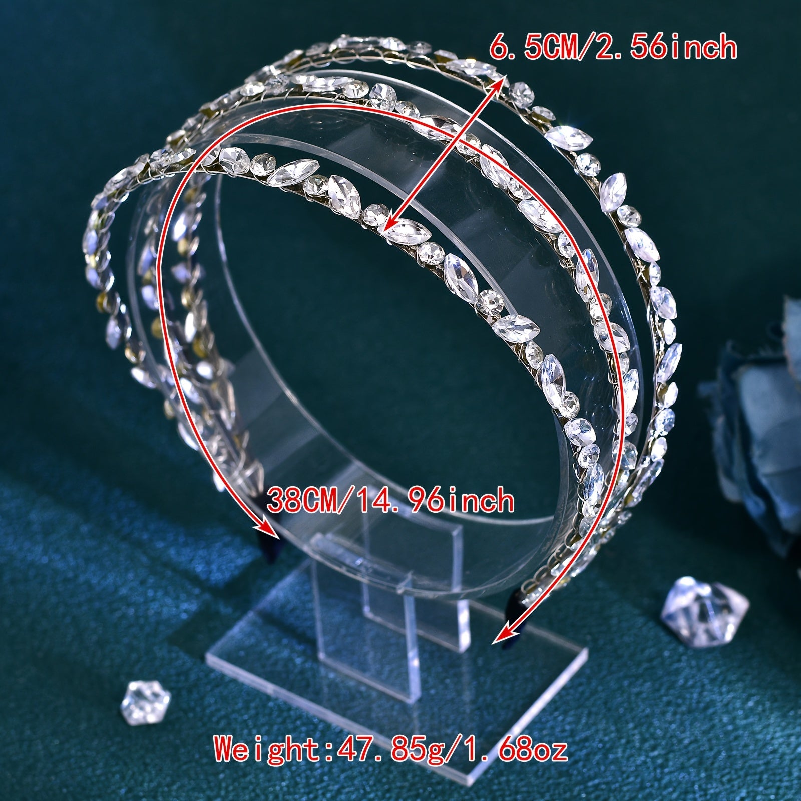 Vintage ilhomlantirilgan to'y boshbog'i, rhinestones bilan bezatilgan, zamonaviy to'y soch aksessuari