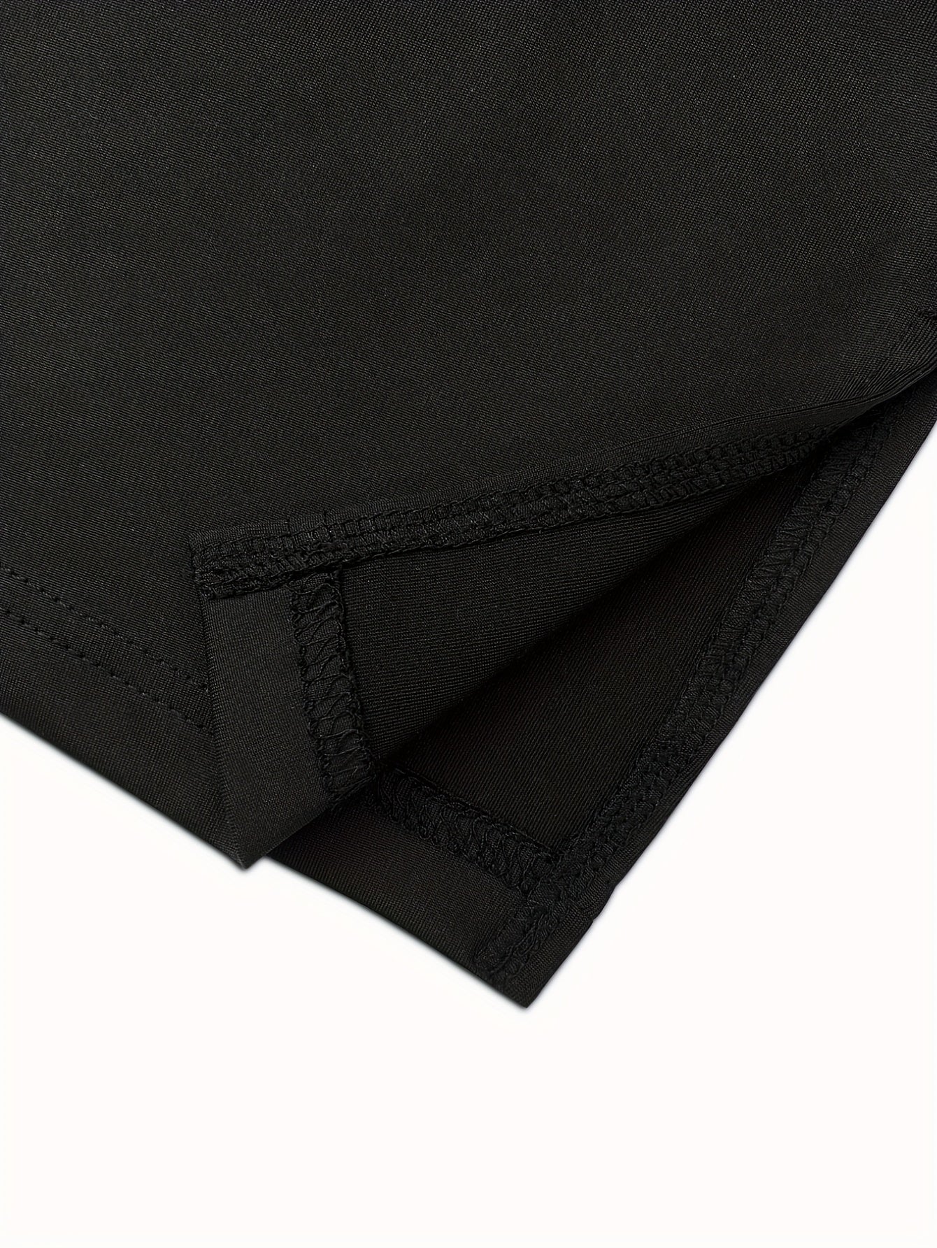 Plus Size Women's High Waist Stretchy Capri Pants with Side Slit Black