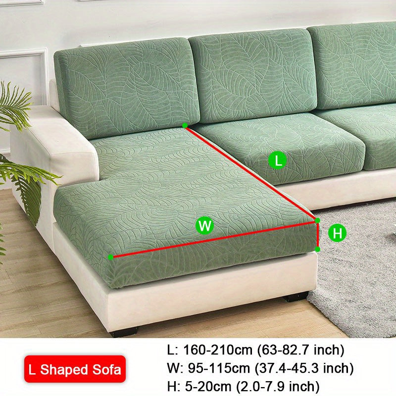 Waterproof Jacquard Sofa Cushion Cover with Leaf Pattern for 1/2/3-Seater and Sectional Sofas Machine Washable Living Room Home Decor