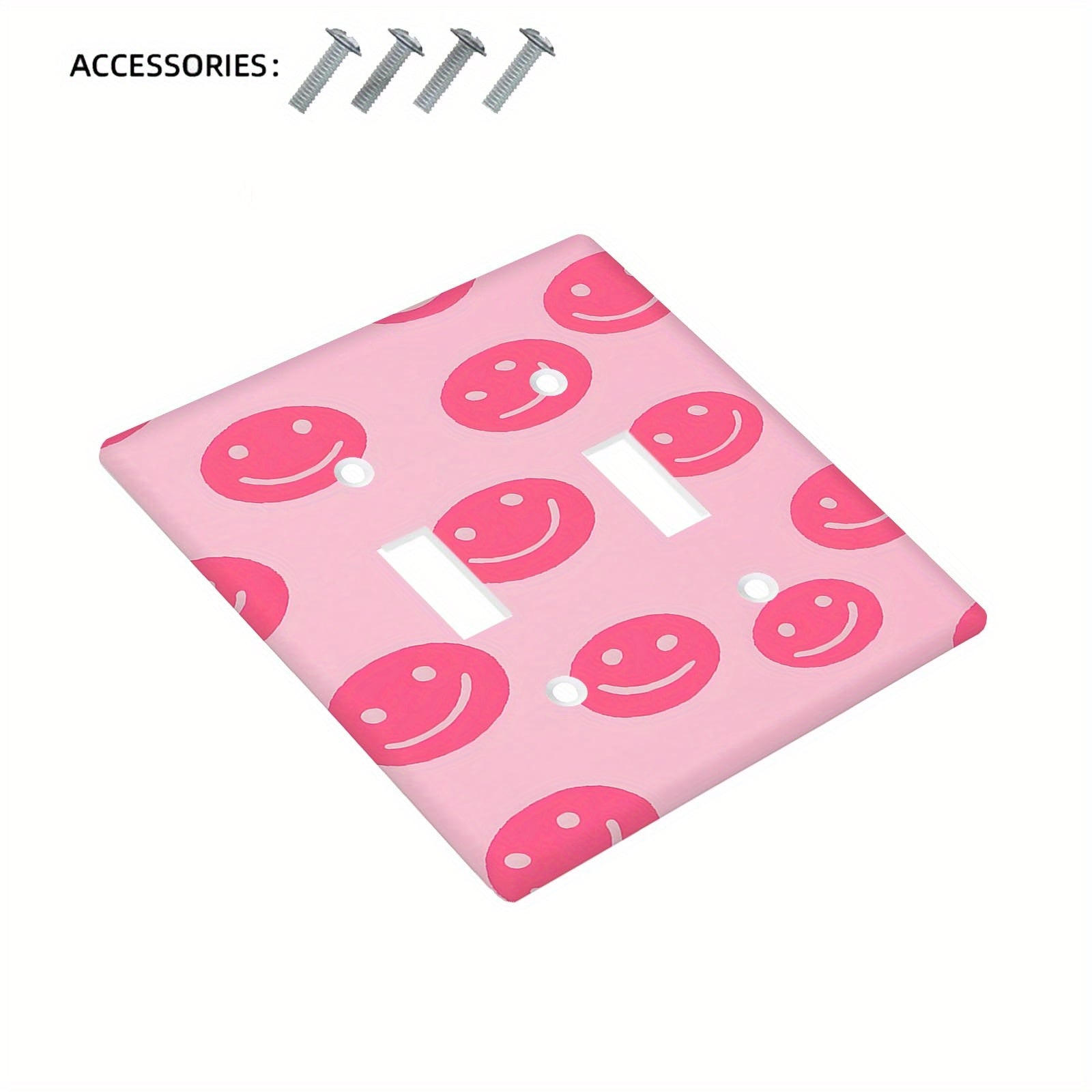 Pink Smile Face Wall Plate Cover Decorative Light Switch Outlet Panel for Bedroom or Kitchen