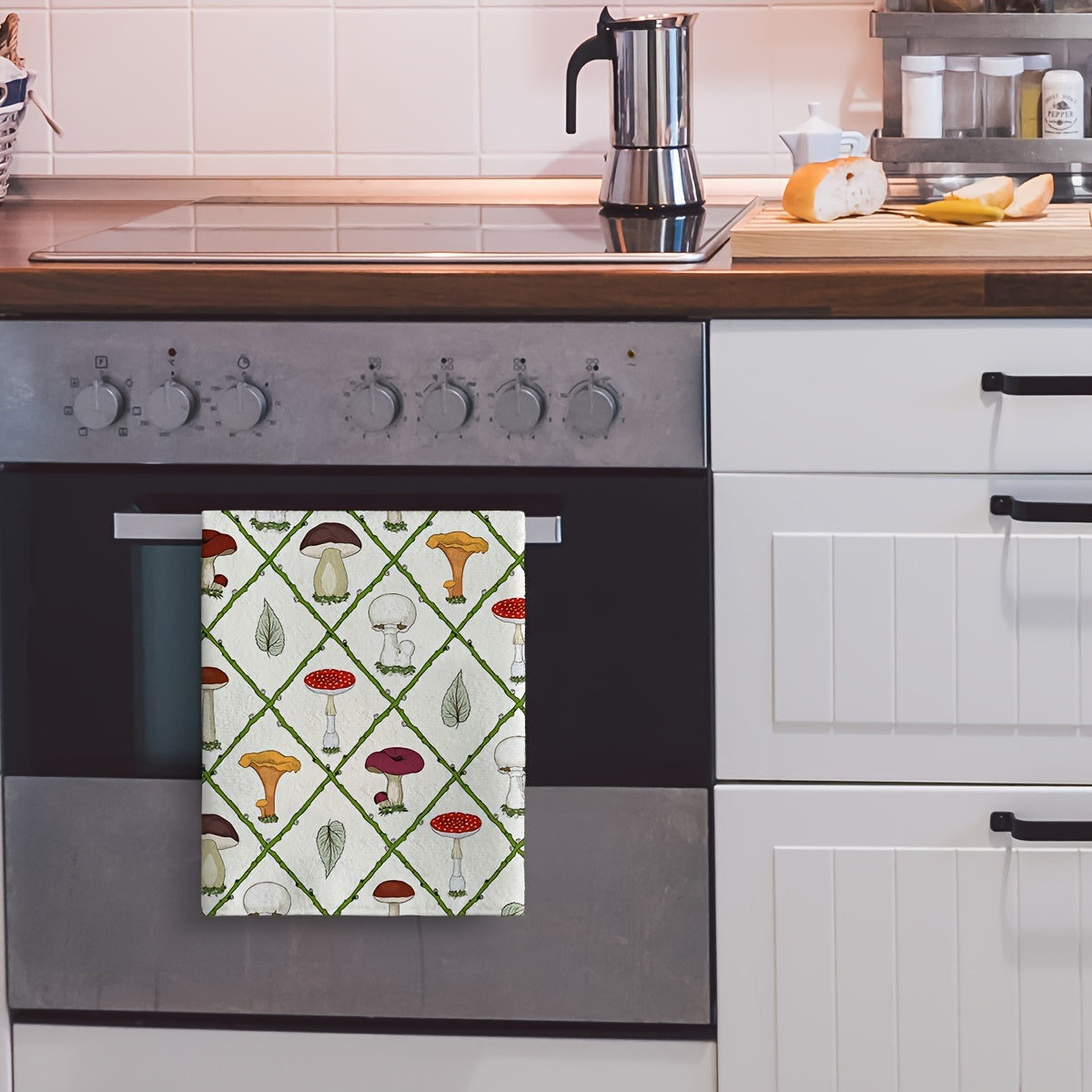 Set of 2 Kitchen Hand Towels Dish Cloths and Scouring Pads for Cleaning and Decor