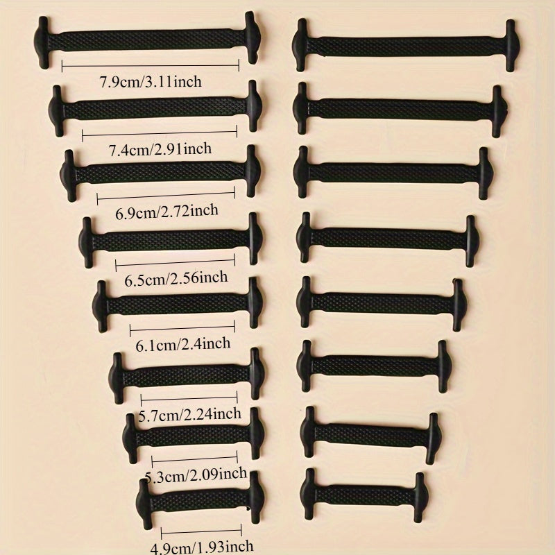 16 Pcs Silicone No Tie Shoelaces Adjustable Durable Easy to Clean for Sneakers