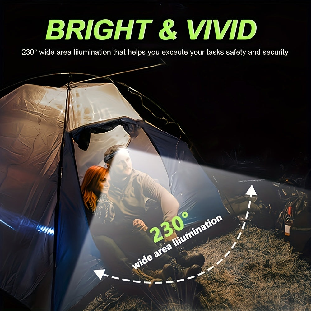 USB Rechargeable LED Headlamp with Motion Sensor for Camping Hiking Running and Fishing