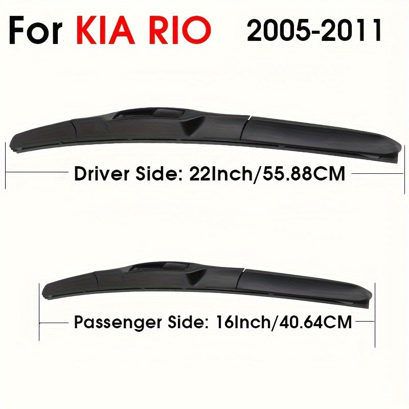 Car Wiper Blades Pair for Front Windshield, U Hook Hybrid, 2005-2020