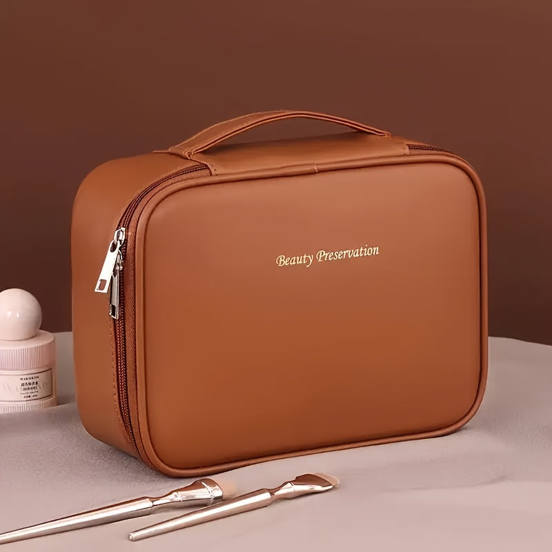 Large Capacity Detachable Cosmetic Bag for Men and Women with Multiple Layers and Brush Storage