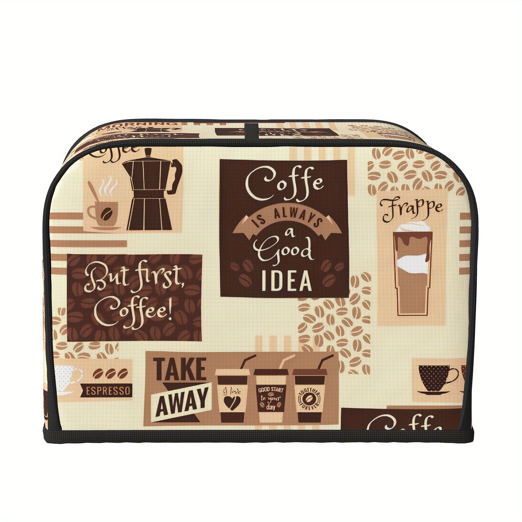 Coffee Themed Toaster Oven Dust Cover Washable Durable Kitchen Appliance Protector 2 or 4 Pack