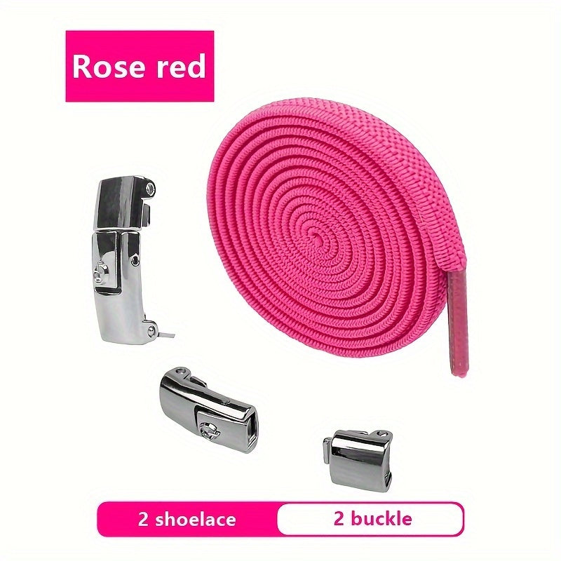 Unisex Elastic No-Tie Shoelaces Lazy Metal Lock Laces for Sports and Casual