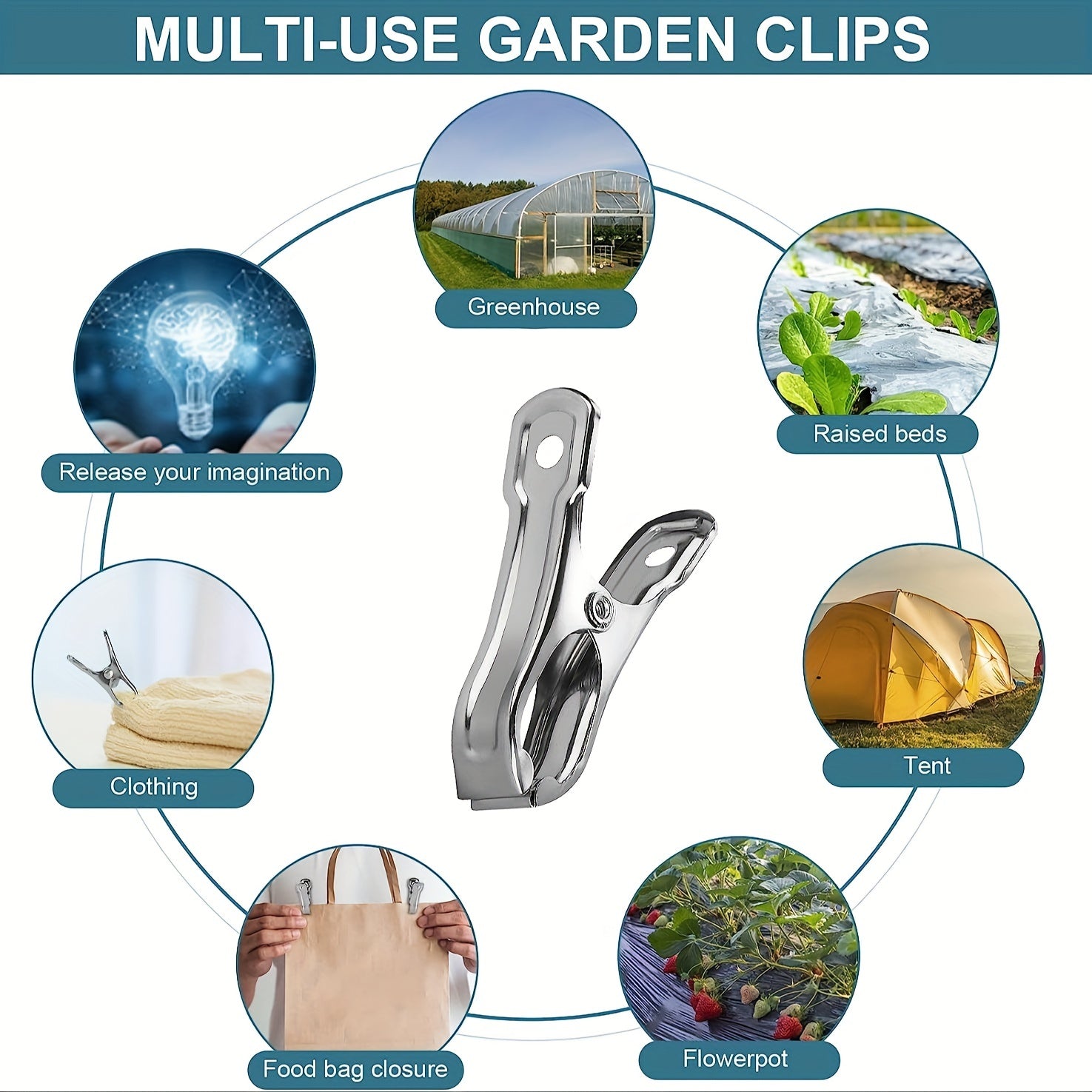 20 dona zanglamaydigan po'latdan yasalgan kiyim kliplari, yorganlarni quritish va ko'p maqsadli rack halqalari uchun