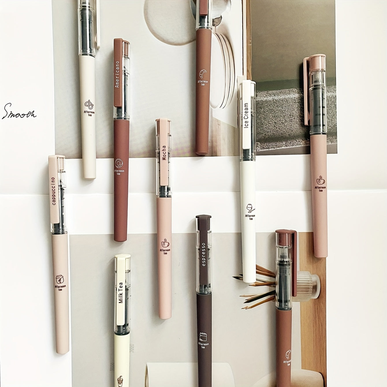 6/8 Coffee Theme Gel Pen Set Quick-Drying No Smudge for Note Taking Drawing Office