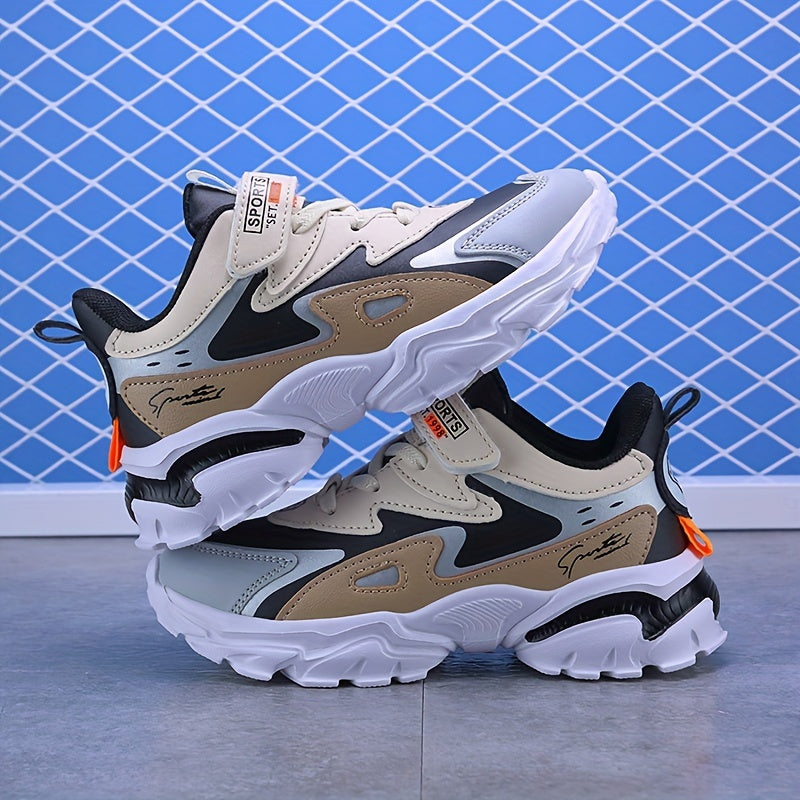 Kids Boys Casual Sneakers Lightweight Non-Slip Hook and Loop Low Top Plaid Fall Winter