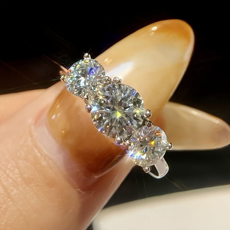 Sterling Silver Moissanite Engagement Ring for Women Wedding Promise Jewelry