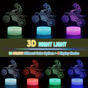 Motocross Night Light 3D with 16 Colors Touch Remote Control Gift for Boys and Friends