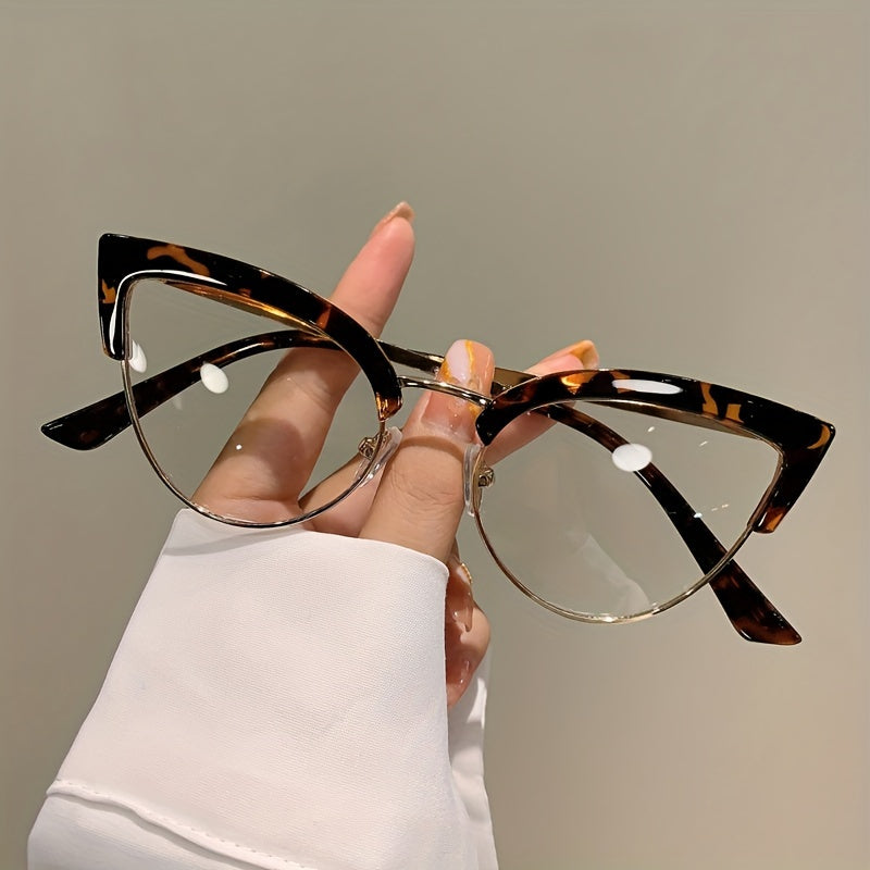 Leopard Print Cat Eye Glasses Women Clear Lenses Fashion Spectacles for Computer and Party