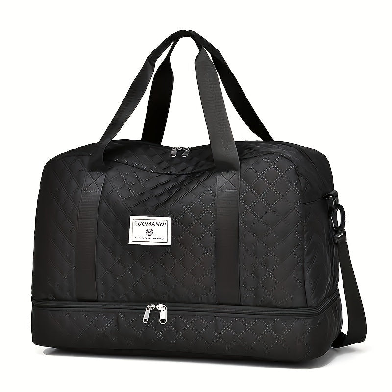 Large Nylon Duffel Bag with Multiple Compartments for Travel and Gym