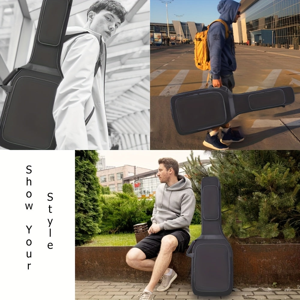 12mm Black Waterproof Electric Guitar Bag with Shockproof Dustproof Portable Storage for Electric Bass