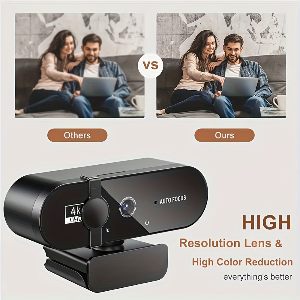 2K 4K Ultra HD vebkamerasi, o'z-o'zini fokuslash mikrofon bilan, o'yinlar, video konferensiyalar va noutbuk uchun