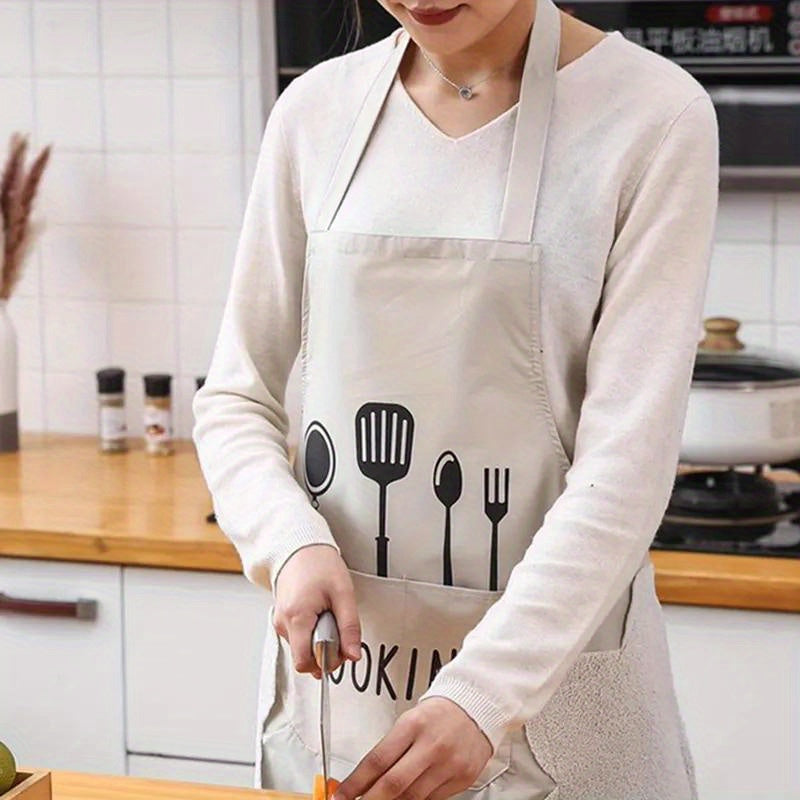 Uzoq muddatli suv o'tkazmaydigan polyester apron, qulay cho'ntaklar bilan - yog'ga chidamli, oson tozalanadigan oshpazlik apron, erkaklar va ayollar uchun - oshxona va restoran sharoitida foydalanish uchun ideal