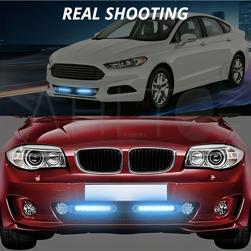 Car Exterior LED Light Decoration Kit 2pcs Rotation Fan Auxiliary Lighting