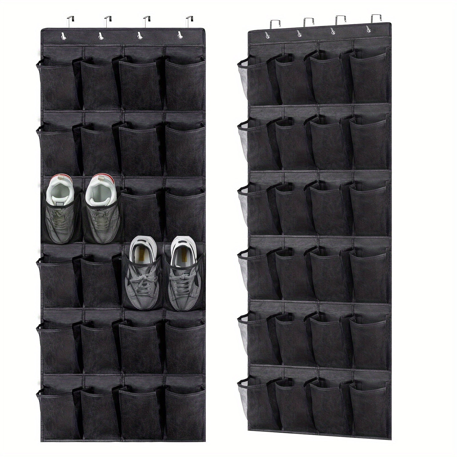 Over-the-Door Shoe Storage Bag with 24 Mesh Pockets for Closet Organization