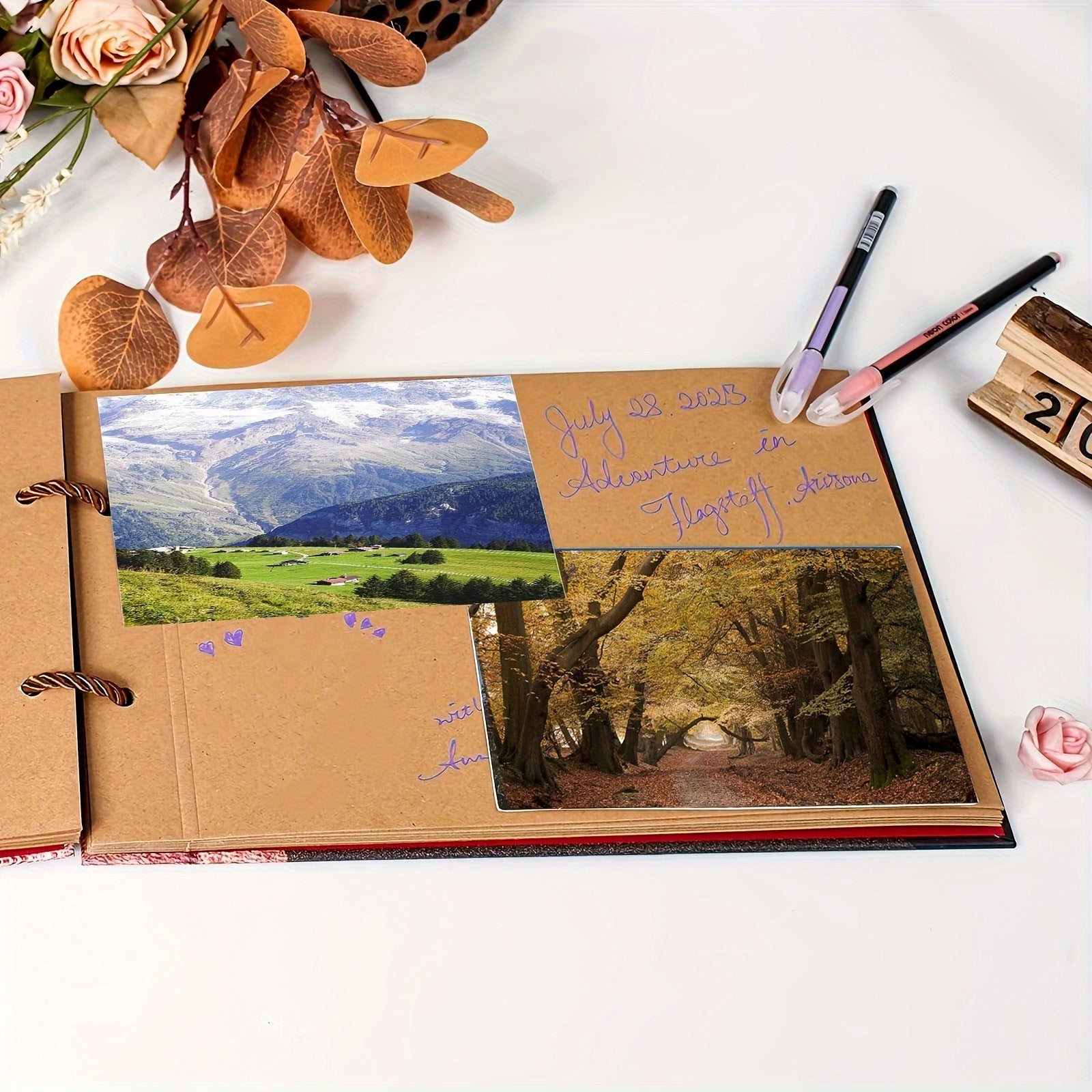 Vintage Faux Leather Growth Diary 25.91x18.29 cm with 3D Design for Couples and Friends