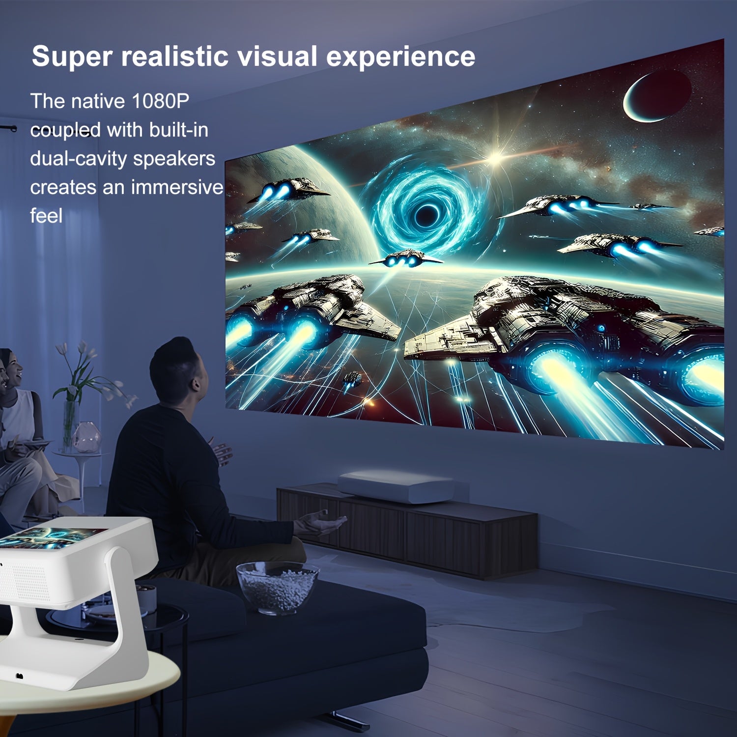 Portativ 1080P Aqlli proyektor 8 dyuymli sensorli ekran 4K qo'llab-quvvatlash WiFi6