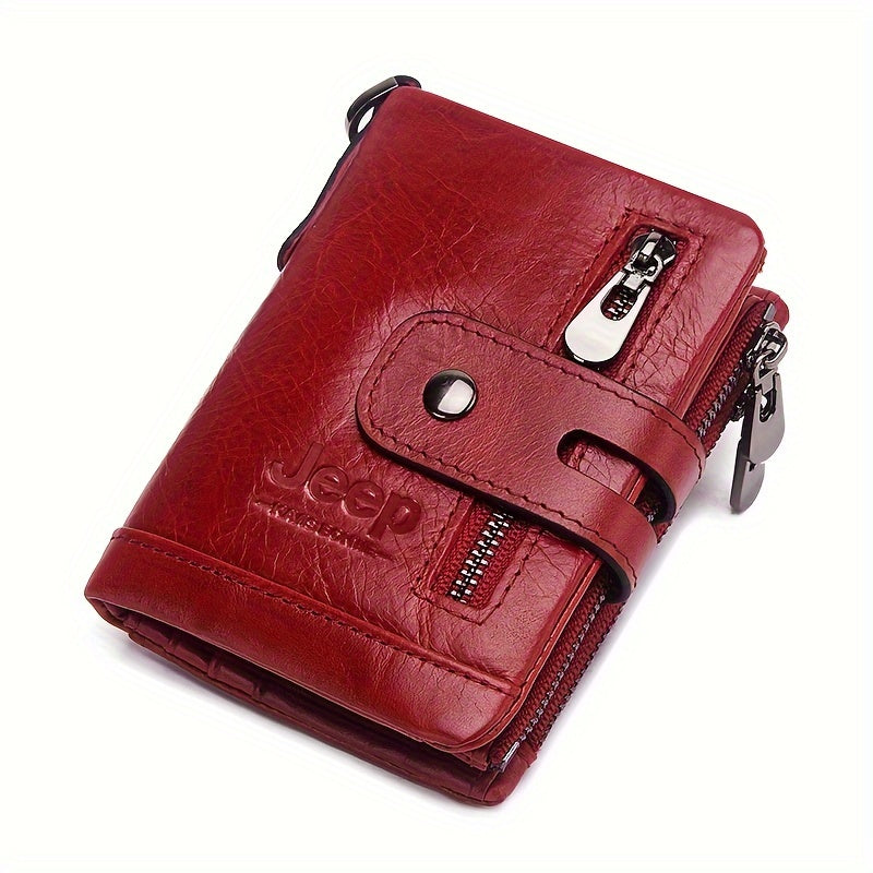 Men's Genuine Leather Wallet RFID Blocking Large Capacity Vintage Cowhide Brown